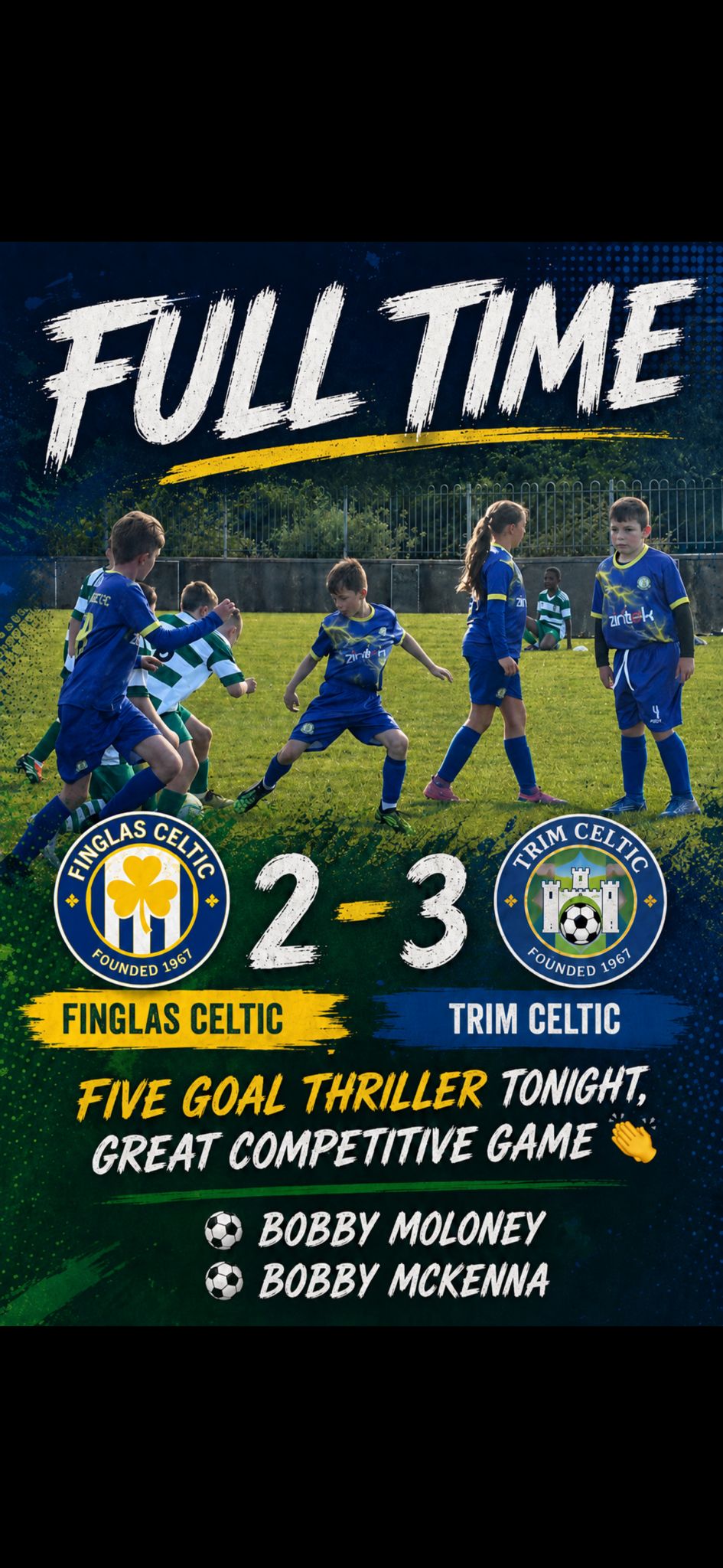 Finglas Celtic full time graphic